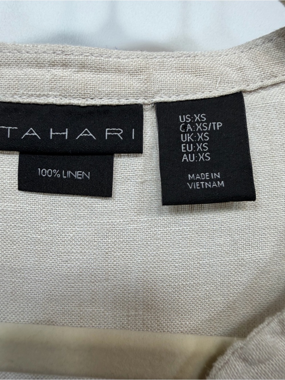 Tahari 100% Linen Cream Lightweight Tunic Size XS - Picture 7 of 10